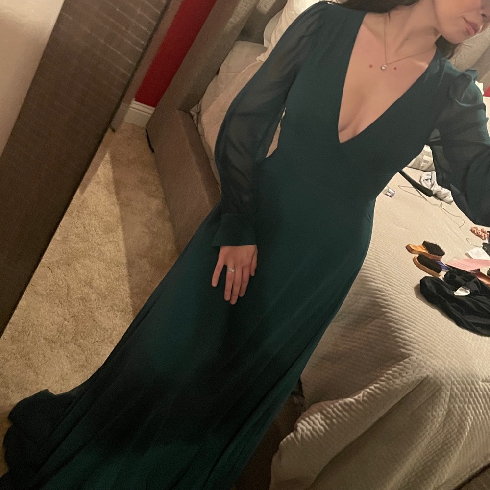 Lulu's Deep Green Long Sleeve Dress